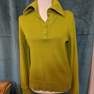 Green Cotton Pullover Sweater Cardigan Size Medium